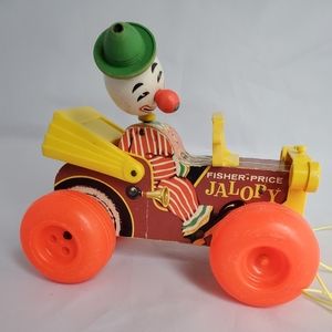 Vintage 60's 70's Fisher Price Jalopy #724Wood Pull Toy